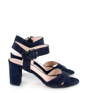 Gassu VIVIAN granatowe sandałki na słupku - bokiem