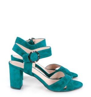 Gassu VIVIAN zielone sandałki na słupku - bokiem