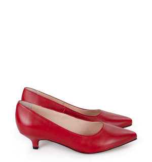 JESSICA - Czerwone szpilki niski obcas mat - bokiem