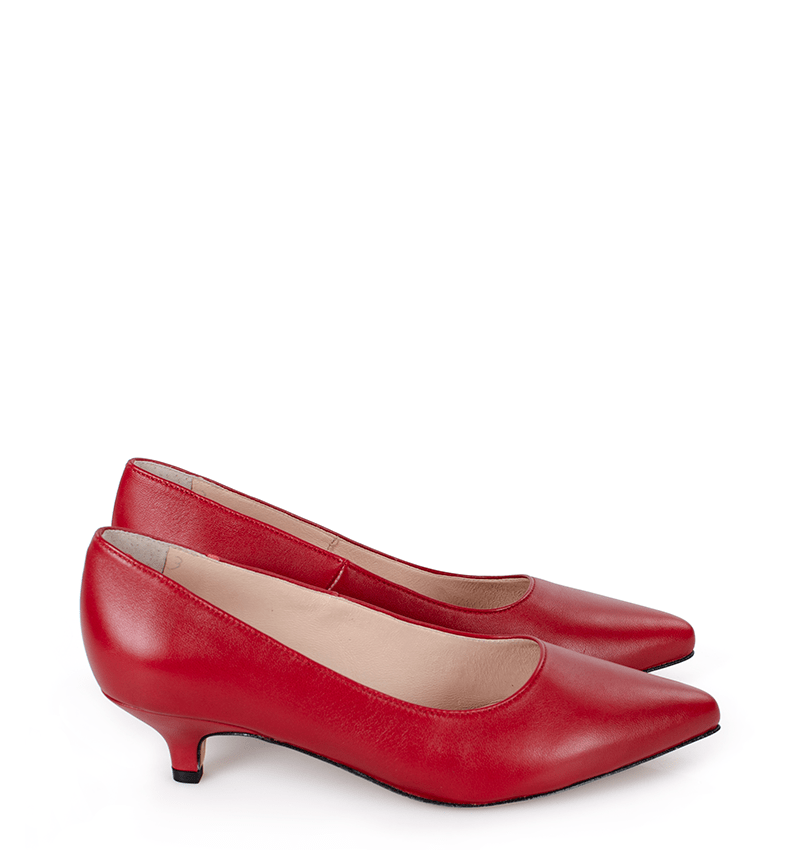 JESSICA - Czerwone szpilki niski obcas mat - bokiem