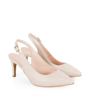 POLA - beżowe szpilki na niskim obcasie z odkrytą piętą - obrazek 2