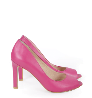 AGATE - Różowe szpilki z odkrytym palcem - bokiem