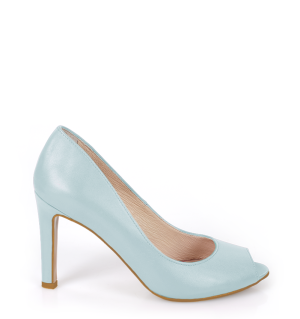 AGATE - Niebieskie błękitne szpilki z odkrytym palcem - bokiem