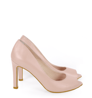 AGATE - Pudrowy róż szpilki z odkrytym palcem - bokiem