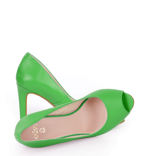 AGATE - Zielone szpilki z odkrytym palcem - z przodu