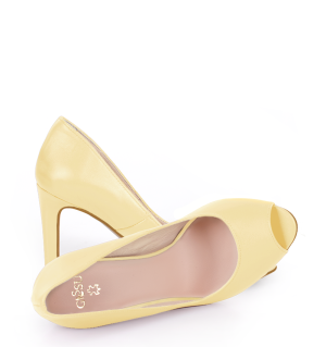 AGATE - Jasne żółte szpilki z odkrytym palcem - z przodu