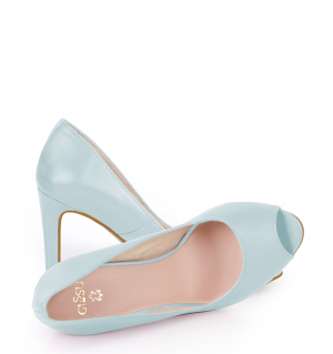 AGATE - Niebieskie błękitne szpilki z odkrytym palcem - z przodu