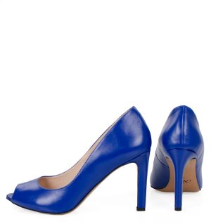 AGATE - Niebieskie cobaltowe szpilki z odkrytym palcem - obrazek 5