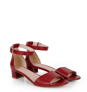 GINA - czerwone sandałki na niskim obcasie - obrazek 6