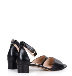 GINA - czarne sandałki na niskim obcasie - obrazek 4