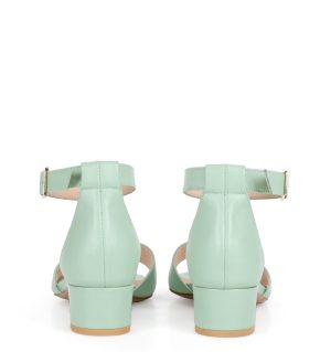 GINA - zielone miętowe sandałki na niskim obcasie - obrazek 5