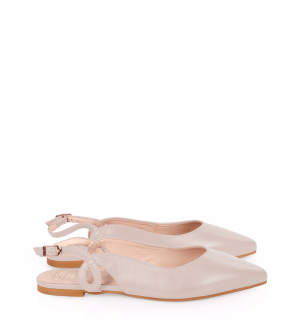 FIONA - Pudrowy róż baleriny z odkrytą piętą - bokiem
