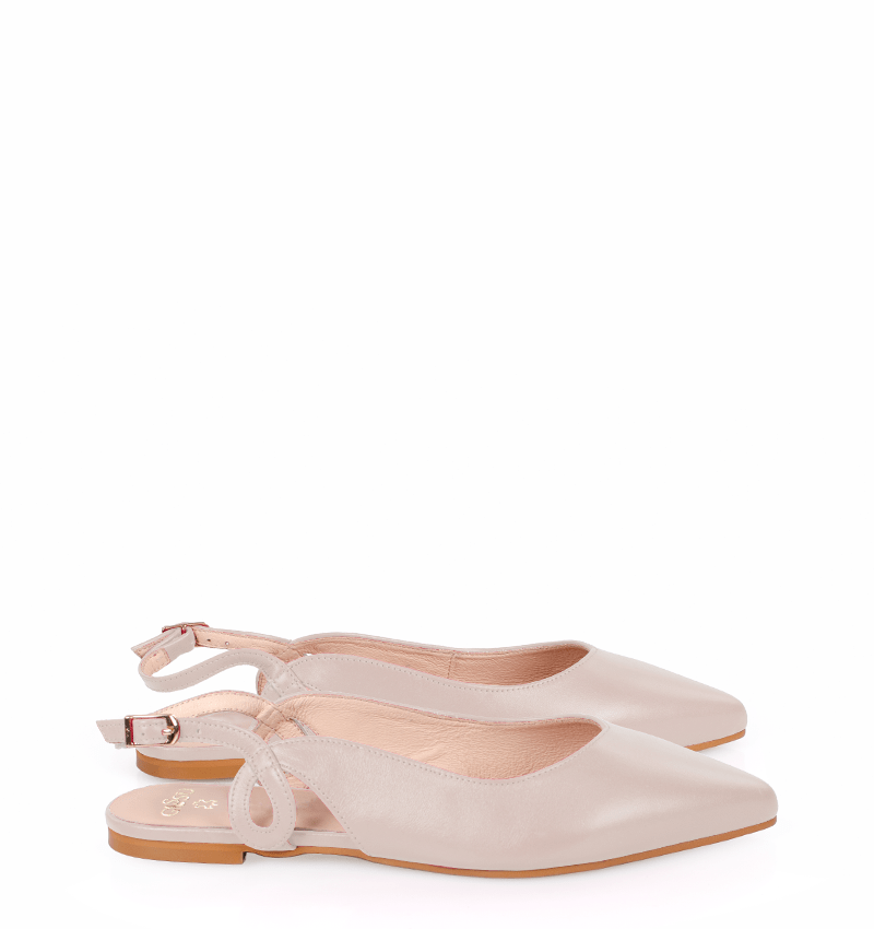 FIONA - Pudrowy róż baleriny z odkrytą piętą - bokiem
