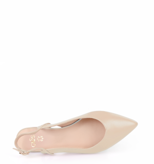 FIONA - beżowe perłowe baleriny z odkrytą piętą - obrazek 2