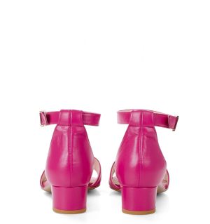 GINA - różowe sandałki na niskim obcasie - obrazek 6