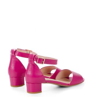 GINA - różowe sandałki na niskim obcasie - obrazek 3