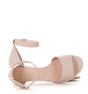 GINA - sandałki na niskim obcasie, pudrowy róż - obrazek 2