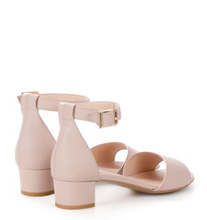GINA - sandałki na niskim obcasie, pudrowy róż - obrazek 3