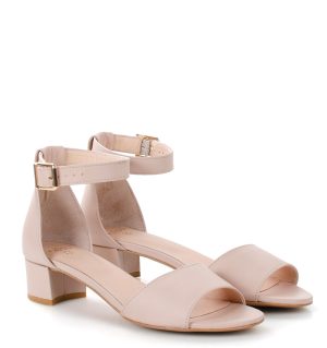 GINA - sandałki na niskim obcasie, pudrowy róż - obrazek 4