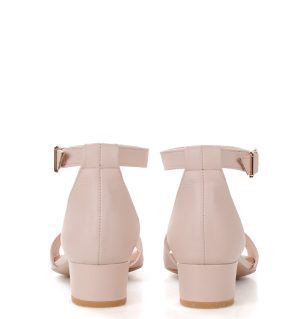 GINA - sandałki na niskim obcasie, pudrowy róż - obrazek 5