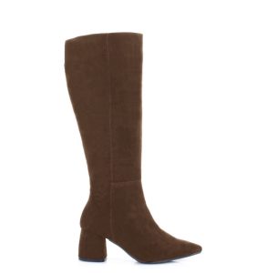 AURORA - Ciemno brązowe kozaki na grubym słupku - bokiem