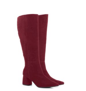 AURORA - bordowe kozaki na grubym słupku - po skosie