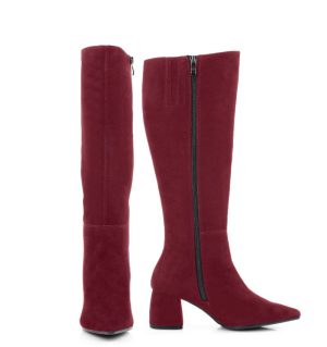 AURORA - bordowe kozaki na grubym słupku - z przodu