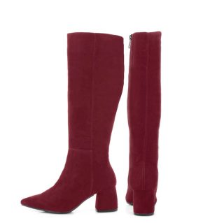 AURORA - bordowe kozaki na grubym słupku - z tyłu