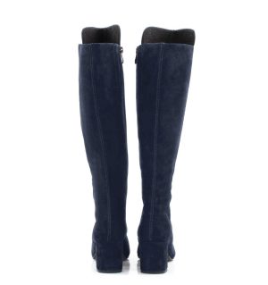 BARB - granatowe kozaki za kolano na słupku - z tyłu