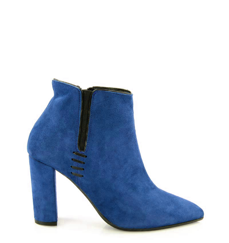 FRANCES- krótkie botki niebieskie na słupku - bokiem
