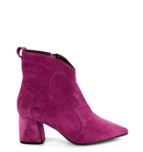 PEGGY- różowe botki na słupku - bokiem