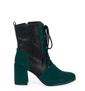 MADISON - Ciemno zielone botki za kostki na słupku - bokiem