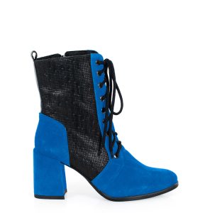 MADISON - Niebieskie botki za kostki na słupku - bokiem