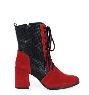 MADISON - Czerwone botki za kostki na słupku - bokiem