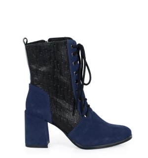 MADISON - Granatowe botki za kostki na słupku - bokiem