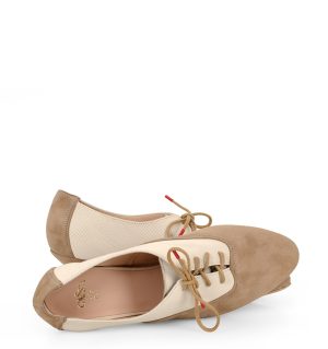 PILAR - Beżowe buty treningowe do tańca, lamówka beżowa - nosek