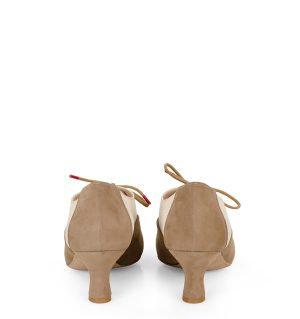 PILAR - Beżowe buty treningowe do tańca, lamówka beżowa - tyłem