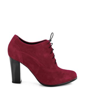 LIZZY - Bordowe botki do kostki na słupku - bokiem