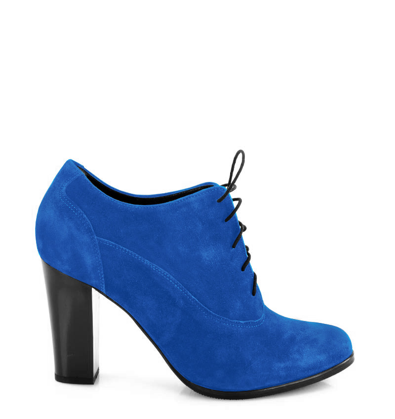 LIZZY - Niebieskie botki do kostki na słupku - bokiem