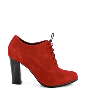 LIZZY - Jasno czerwone botki do kostki na słupku - bokiem