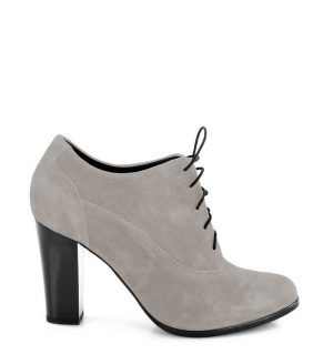 LIZZY - Jasno szare botki do kostki na słupku - bokiem