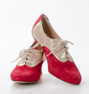 PILAR - Czerwono złote buty treningowe do tańca, lamówka beżowa - obrazek 6