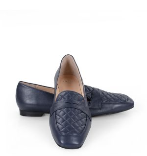 MARSHA - Granatowe mokasyny licowa skóra - obrazek 4