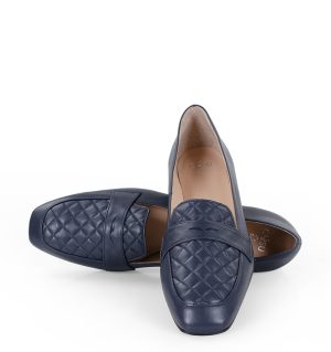 MARSHA - Granatowe mokasyny licowa skóra - obrazek 5