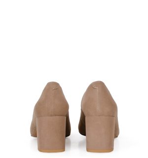 CLARA - Beżowe czółenka na grubym słupku - obrazek 6