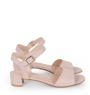 ESTERA - sandałki na niskim obcasie, pudrowy róż - obrazek 5
