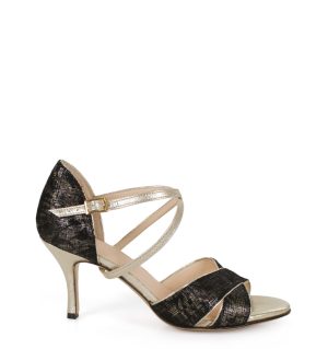 JOELLE- Czarno-złote sandałki do tańca - obrazek 2