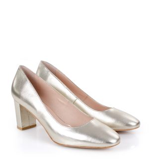 NORMA - Złote czółenka na słupku licowe - obrazek 2