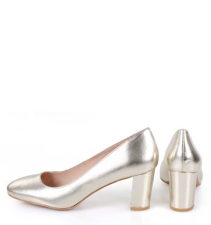 NORMA - Złote czółenka na słupku licowe - obrazek 5