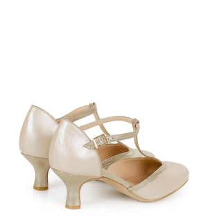 OLIVIA - beżowo-złote czółenka do tańca - obrazek 5